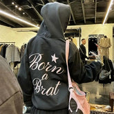 Black Born a Brat Hoodie And Jogger’s Set